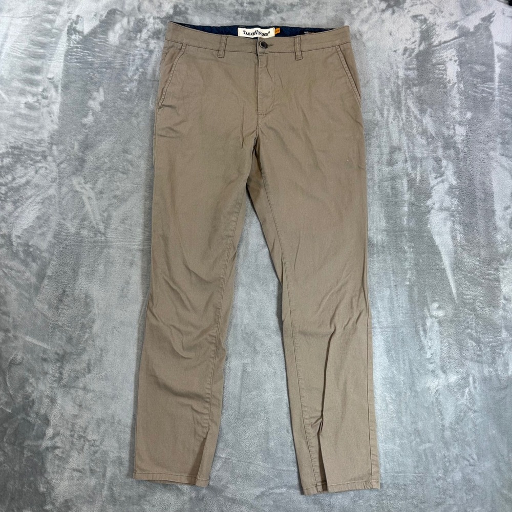 Tailor‎ Vintage Greenwich Slim Fit Chinos Men's Size 33x32 Khaki Tan Performance